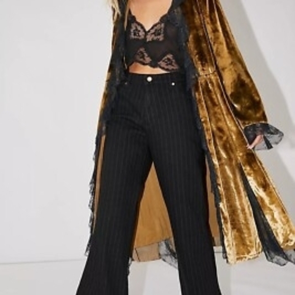 Free People Raveena Gold Velvet Duster Jacket Medium - Picture 9 of 9